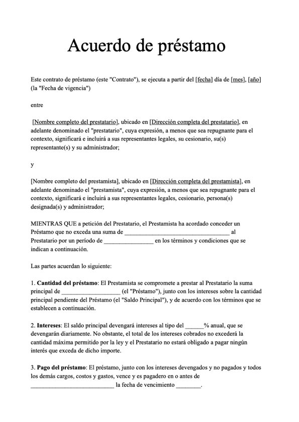 Formato Para Pr stamos Personales